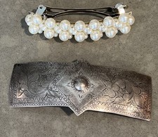 Vintage Faux Pearl Cluster Barrette Hair Clip Thailand Bridal Vintage Style 3.5  