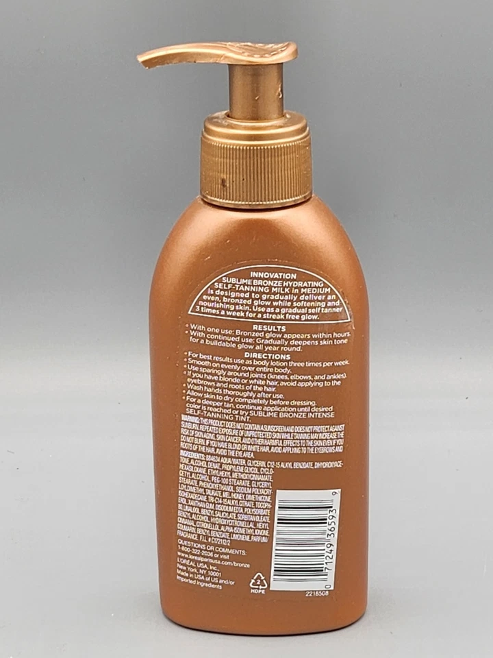 Leche autobronceadora hidratante Loreal Sublime bronce brillo gradual MEDIANA 5,5 oz Foto 2 de 3