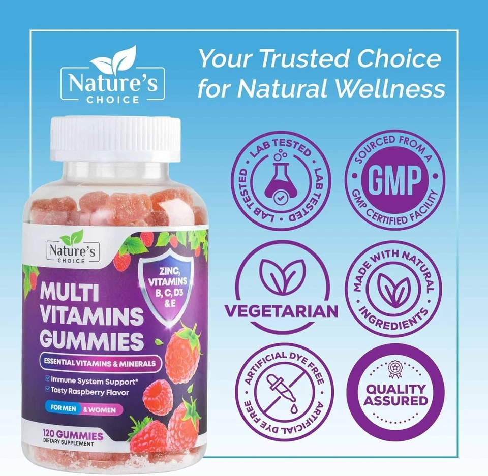 Gomitas multivitamínicas Nature's, multivitaminas gomosas diarias para adultos, mujeres y hombres Foto 4 de 4