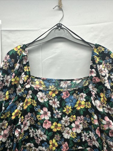 Papaya Women Floral Midi Dress Size 14 Elastic Balloon Long Sleeve Cuff Belted - Picture 14 of 14