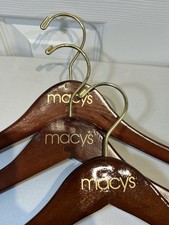 Macys Wooden Hangers For Pant Suits And Jackets 3 Pieces Dark Wood And Gold