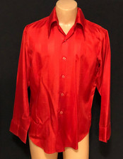 VTG 70s Disco Red Bond Street Men's Large Long Sleeve Shirt