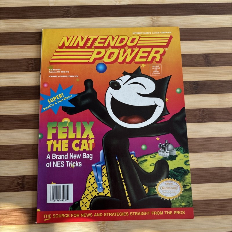 🔥Nintendo Power Magazine  #40 Felix the Cat Sept 1992 Poster Complete Excellent