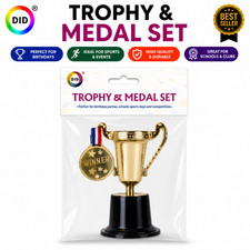 Trophy & Medal Set Winner Award Trophy Prize Medal Party School Sports Day