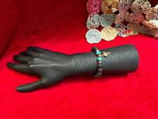 Lava Rock Bead Bracelet with 2 Turquoise Beads  Elephant Charm