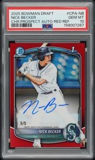 2025 Bowman Draft Nick Becker 1st Chrome Red Refractor Auto /5 PSA 10 POP 1