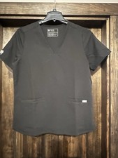 Figs Womens Technical Collection Scrub Top Size Large Black V-Neck