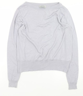 John Smedley Herren Pullover grau Wolle Baumwolle kleiner Rundhalsausschnitt
