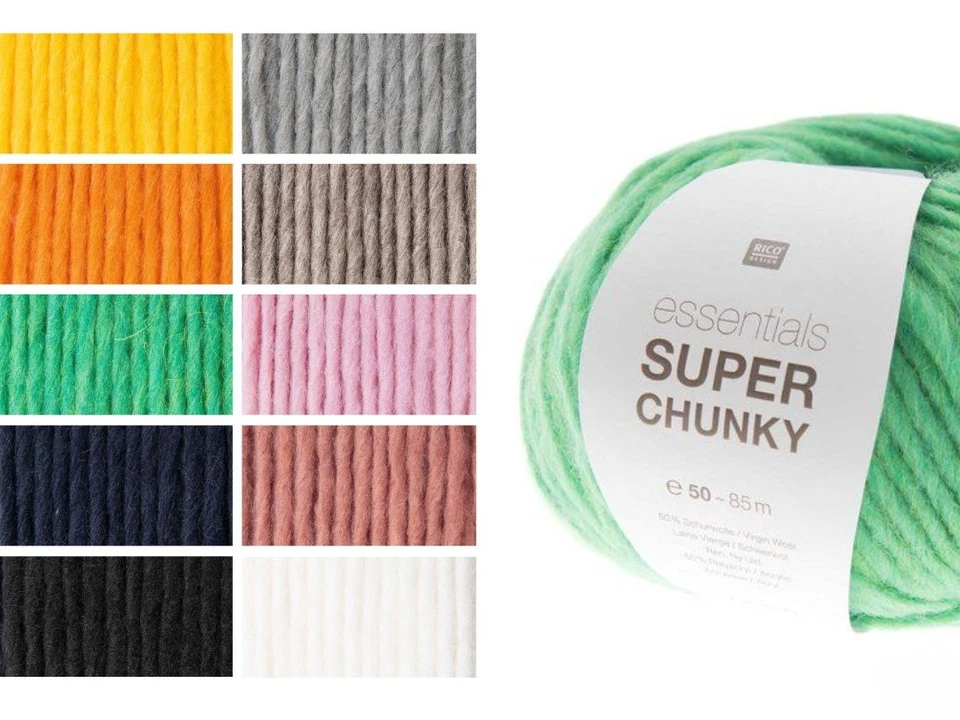 RICO-DESIGN RICO ESSENTIALS SUPER CHUNKY Mischgarn weich dick 50g Knäule (Farbauswahl)