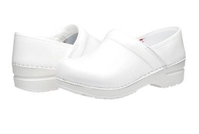 Sanita PU Coated Leather Clogs for Women Arch Support, Durable, White Nurse 41EU