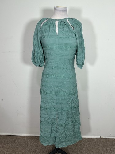 Rebecca Taylor Green Color Short Sleeve Dress Size 2 A Sample Piece  - Afbeelding 1 van 8
