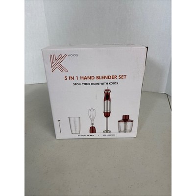 KOIOS 5 in 1 Hand Blender Set Red Immersion Stick Blender HB-8810 HABL1032 NEW