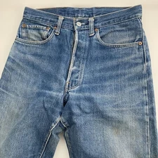 Levi's 501 late '66 W32 L34Inseam 29hemmed with yellow chain stitching