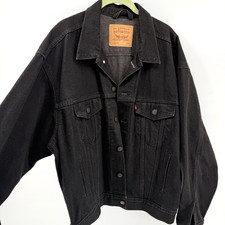 Vintage Levis Type III Trucker Jacket Mens Black Denim USA Made 70507 Large
