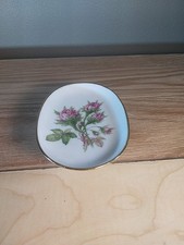 Vintage Royal Ann Footed Soap Dish Rose Pattern Fine China Made In USA