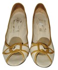 Women's Jon Josef Cream & Brown Peep-toe Leather Heels. Size 10B — photo 2