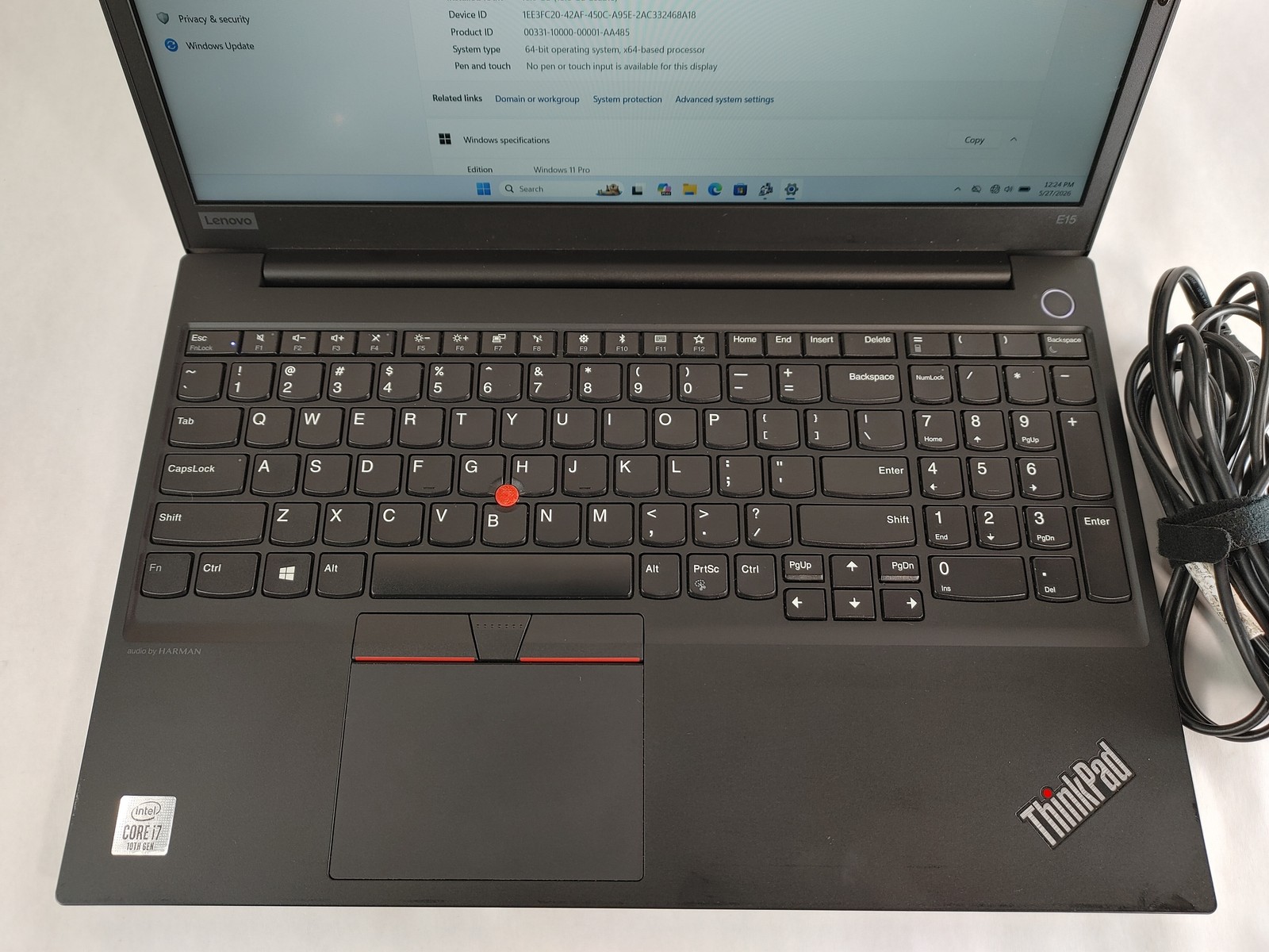 Lenovo ThinkPad E15 Gen 1, 15.6-Inch Laptop, with Core i7 10th Gen., Windows 11 Pro