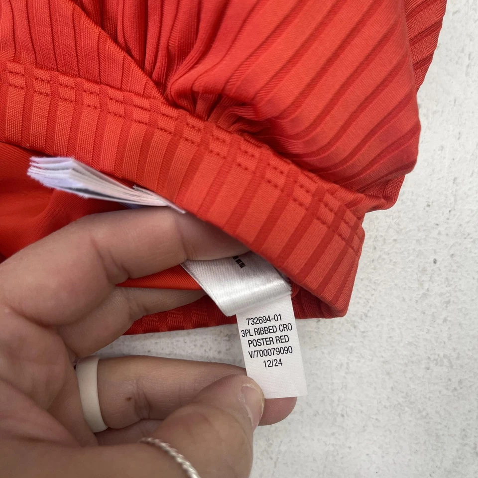 GAP 比基尼游泳上衣女式大号海报红色罗纹胸罩包裹三角 V 领 — 第 4/4 张图片