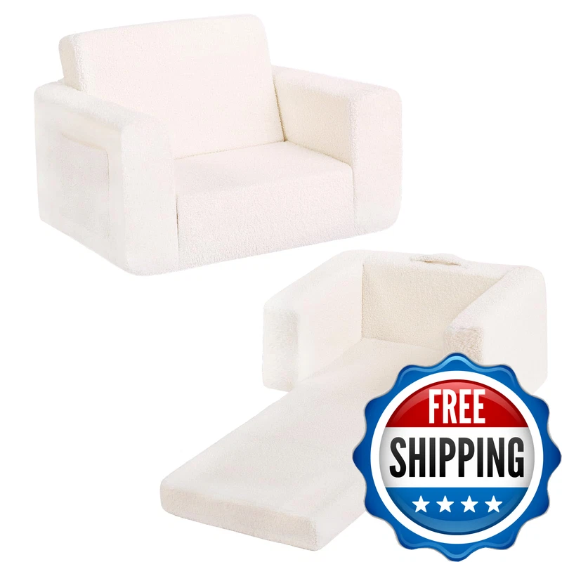 Tiita Kids Sofa 2-In-1 Toddler Chair Convertible Children Couch To Lounger Flip