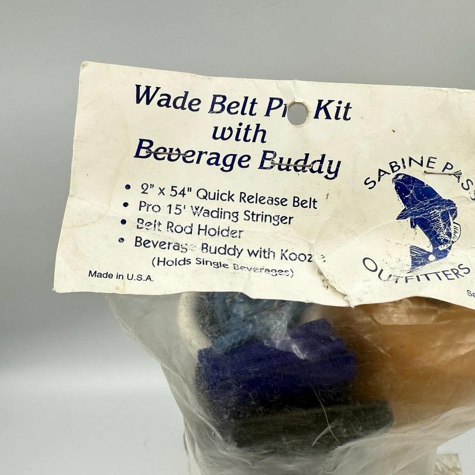 Vintage Sabine Pass Wade Belt Kit Fishing Stringer Rod Holder Koozie USA - Image 3 of 4