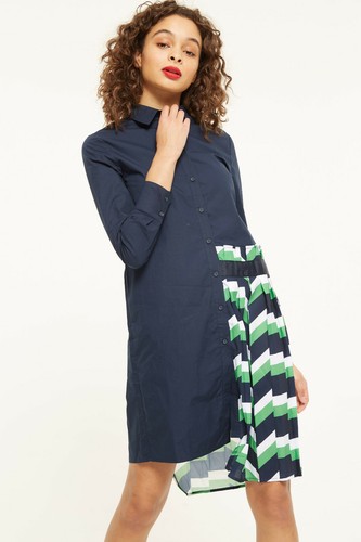 NWT CUBIC trendy LONDON UK button down navy shirt DRESS PLEATED SKIRT Large US 8 - Picture 4 of 8