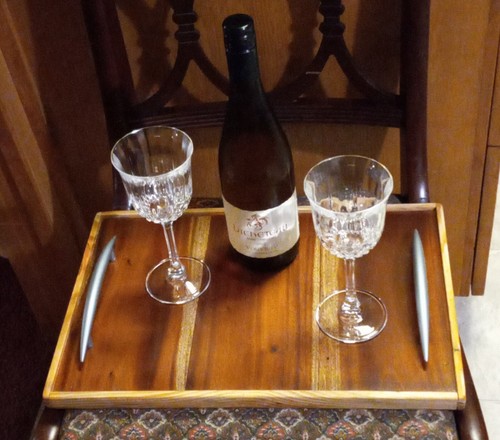 Bauernhausstil Altholz Handarbeit Serviertablett mit gebürsteten Nickelgriffen - Bild 1 von 6