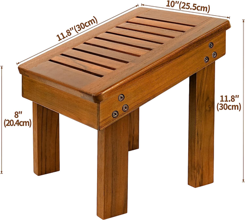 Utoplike Teak Wood Shower Foot Stool for Shaving Legs, Sturdy Shower Foot Res... - Picture 5 of 8