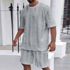 Men Set Summer Outfit 2-Piece Set Short Sleeve T Shirt  Shorts Sports Sweatsuit