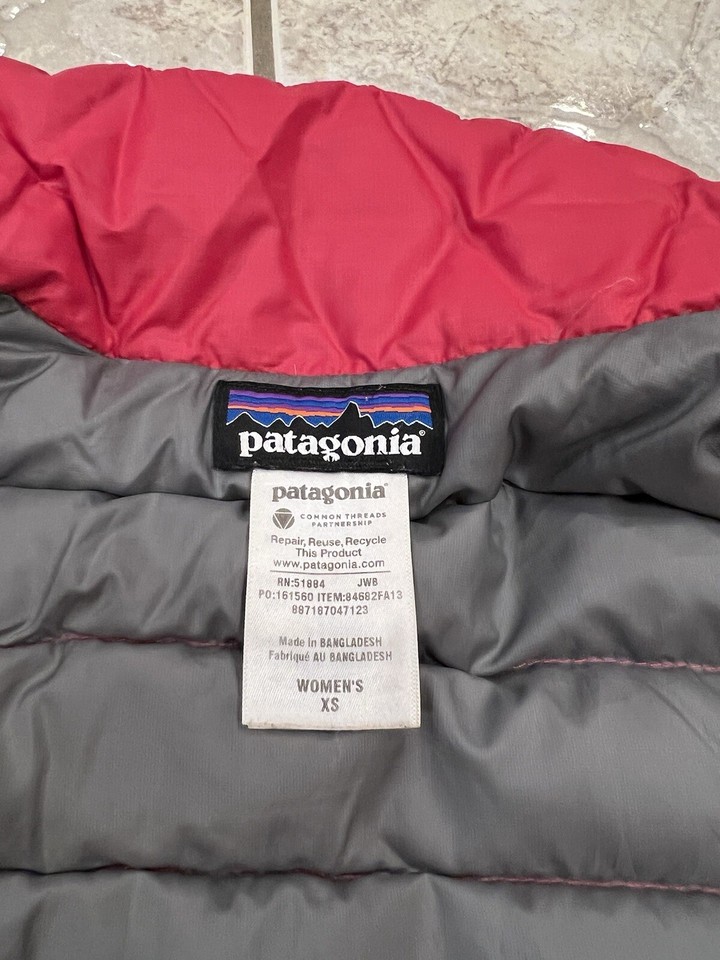 Womens XS Patagonia Goose Down Sweater FullZip Pink Puffer Jacket