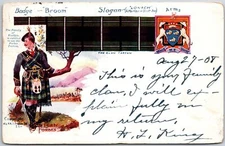 Badge Broom Slogan (Lonach A Mountain In Stratton)Postcard