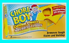 2pk CHORE BOY Golden Fleece Scouring Cloths Pad Cleaning Kitchen Lawn Tools NEW!