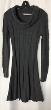 Athlete Small Woman’s Grey Sweater Dress High Neck Long Sleeve Braided Pattern