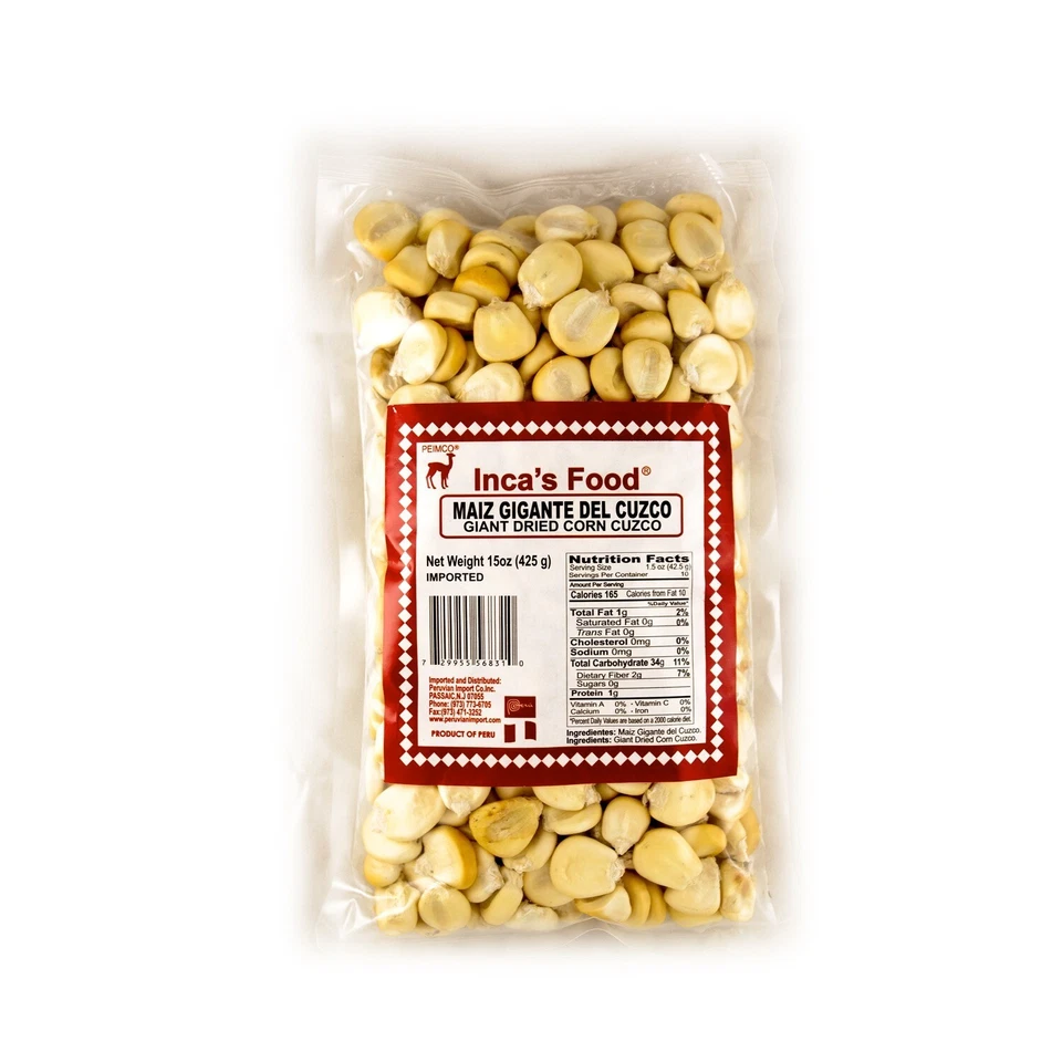 INCA FOOD MAIZ GIGANTE DEL CUZCO / GIANT DRIED CORN CUZCO 15.OZ PERU PACK X 2