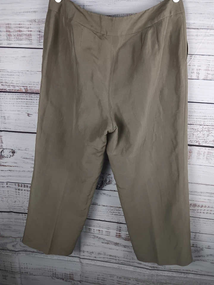 Pantalón Talbots Mujer’s 12 Lino Mezcla Seda Cintura Alta Pierna Recta  Foto 2 de 4