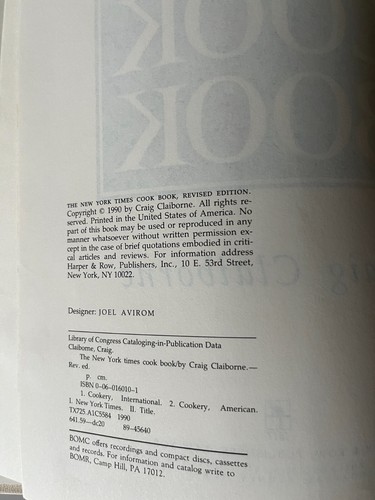 Vintage THE NEWS YORK TIMES COOK BOOK, Craig Claiborne, Hardcover w/ Dust Jacket - Picture 7 of 10