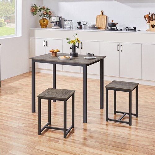 Industrial 3-Piece Dining Table Set w/ 2 Backless Stools for Home Office,Kitchen - Picture 21 of 37