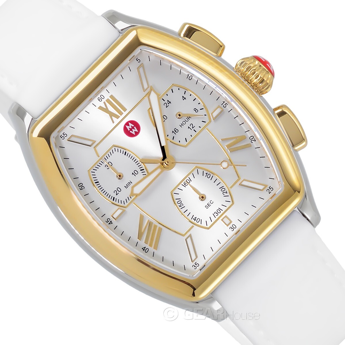 Michele Two-Tone Silver and Rose Gold Chronograph Watch with White Dial MICHELE Releve Womens Two-Tone Chronograph Watch Gold Silver  main image 3