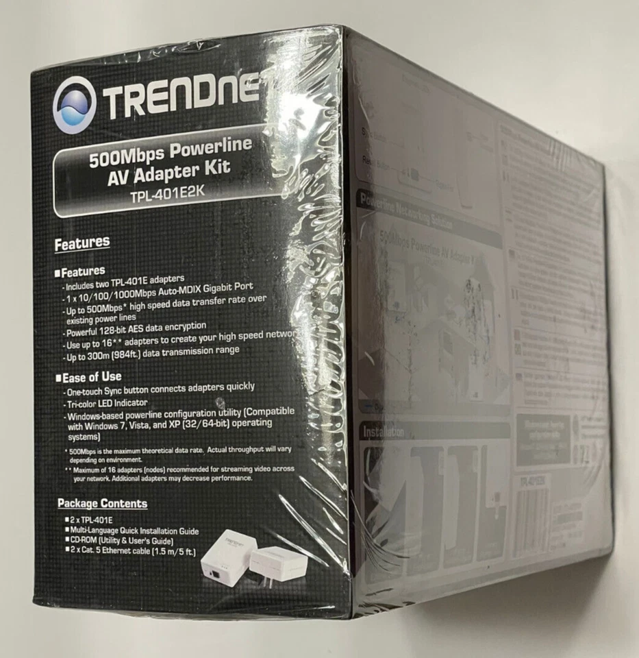 TRENDnet TPL-401E2K Powerline 500 AV Gigabit Adapter Kit Up to 500Mbps - Image 2 of 4