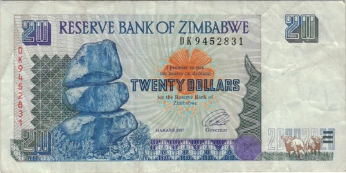 Zimbabwe 20 Dollari 1997 P-7a Banconota Africa Valuta #5165 - Foto 2 di 6