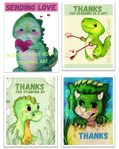 Dinosaur Themed Digital Greeting Card 4-Set - PRINTING REQ'D