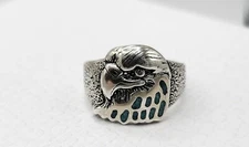 Vintage 70s Wheeler Manufacturing Sterling Silver & Turquoise Eagle Head Ring 12