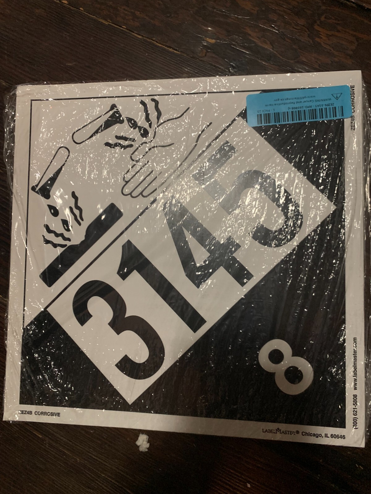 Labelmaster ZEZ4B Corrosive Hazmat Placard, 3145, (Pack of 25) | eBay