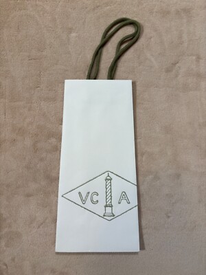 VCA Van Cleef & Arpels White Green Gift Paper Shopping Bag Small approx 5'' x 12''