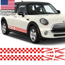 2x Red Lattice Graphic Car Body Side Vinyl Sticker Decal For MINI Cooper Etc