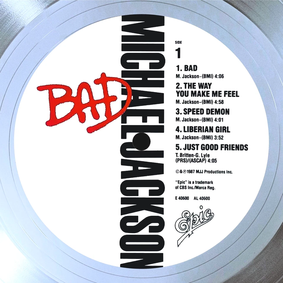 Michael Jackson – Bad / LP Platinum 12 inches / Souvenir in black frame / Pop - Image 2 of 4