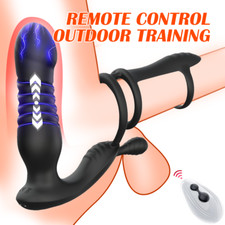 Thrusting Anal Dildo Vibrator Male Prostate Massager Ring Sex Toys for Men Women