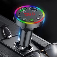 Car Mp3 Player FM Transmitter Bluetooth 5.0 with 7RGB Backlit  LED Display Wire