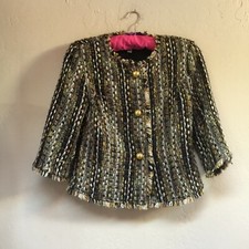 CAbi Women Small Multicolor Tweed with Gold Buttons Jacket 3/4 Sleeve Style 175