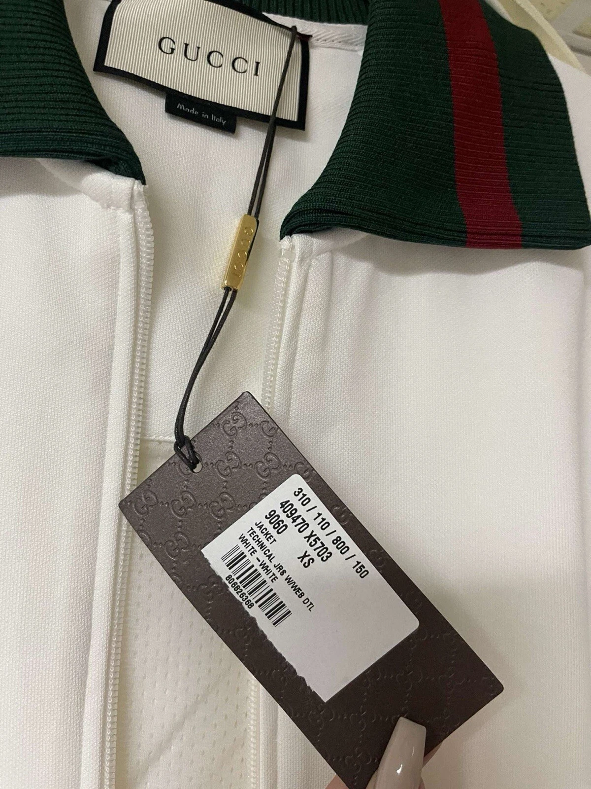Gucci Track Jacket Uomo XS Taglia 48 $1800 MSRP Bianco Rosso Verde Web
