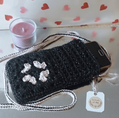 Crochet Granny Umhängetasche Handmade schwarz  LuaCreazioni  